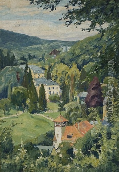 View On Schlangenbad At The Taunus Oil Painting - Alfred Rasenberger
