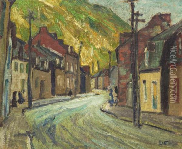 Village Street, Quebec, New Brunswick Oil Painting - Jonas Lie