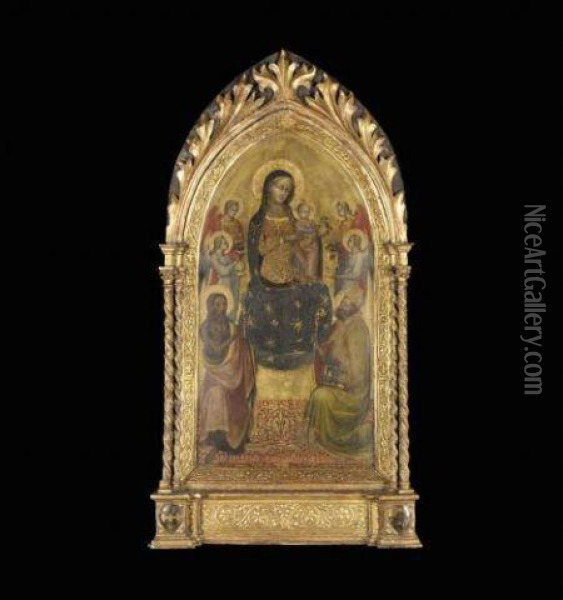 Madonna And Child Enthroned With Angels Oil Painting - Lippo D'Andrea