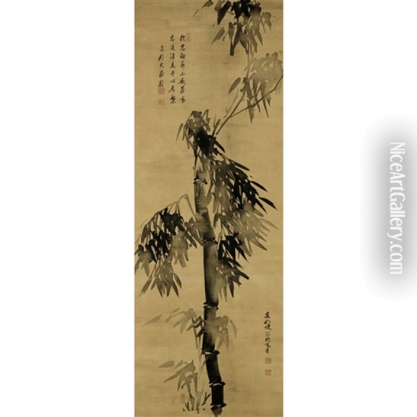 A Chinese Painting Of Bamboo Oil Painting -  Gao Quan
