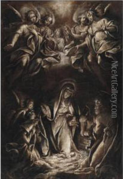 The Adoration Of The Infant Christ Oil Painting - Camillo Procaccini