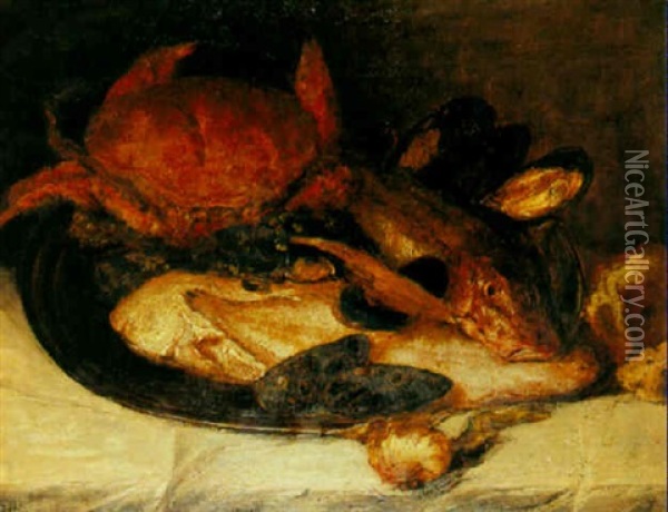 Le Crabe Oil Painting - Willem Linnig the Younger