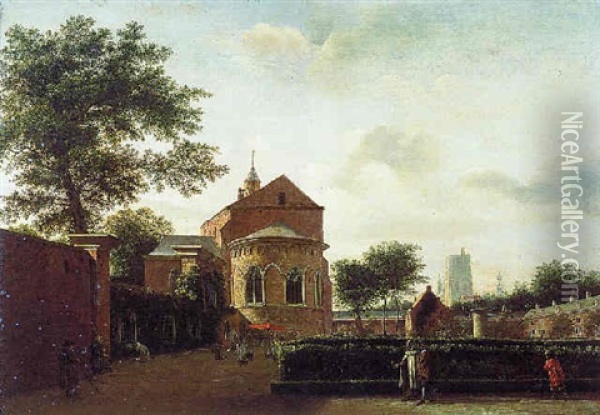 Procession Du Saint-sacrement Dans Le Jardin De L'eglise Sainte Cecile A Cologne Oil Painting - Jan Van Der Heyden