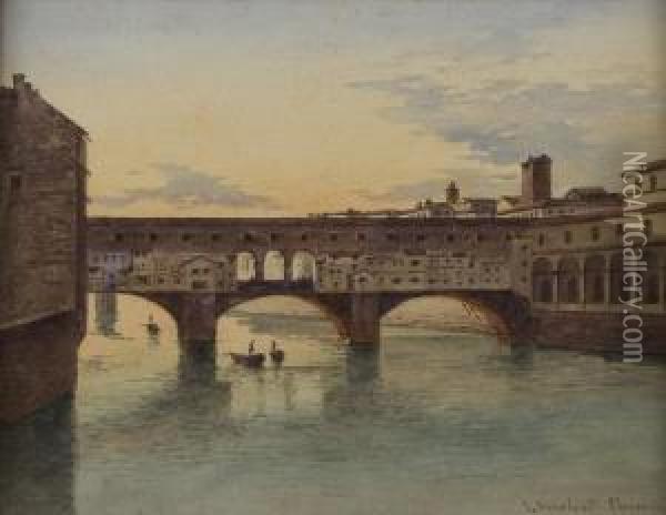 Firenze, Il Ponte Vecchio Oil Painting - Joannes Josephus Vervloet