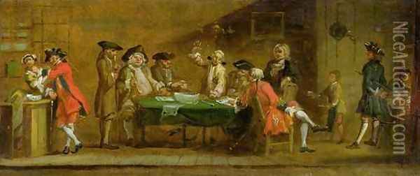 Figures in a Tavern or Coffee House Oil Painting - William Hogarth