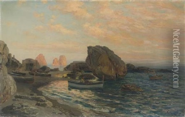 Capri, Ai Faraglioni Oil Painting - Bernardo Hay
