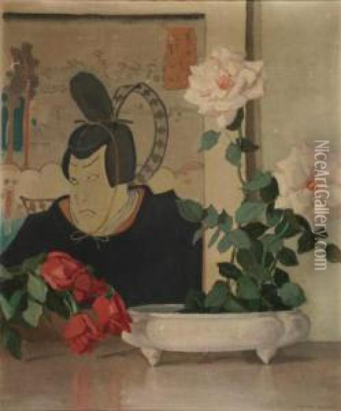 Japanesque Still Life Oil Painting - Albert Byron Olson