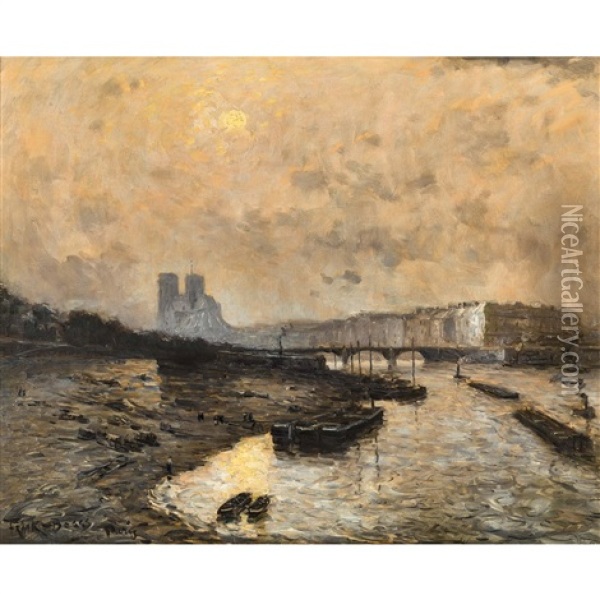 La Seine Et Notre-dame Oil Painting - Frank Myers Boggs