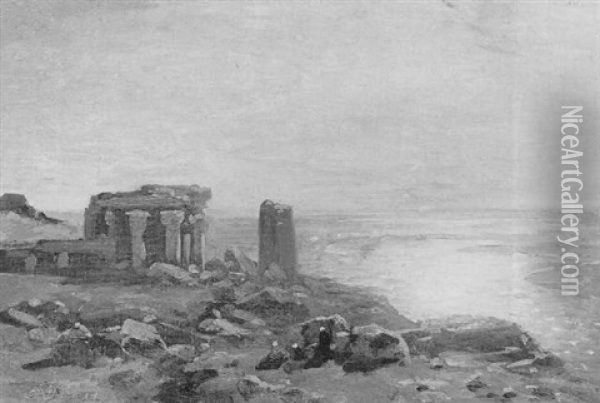 Agyptische Landschaft Mit Rastenden Beduinen Oil Painting - Ernest Karl Eugen Koerner