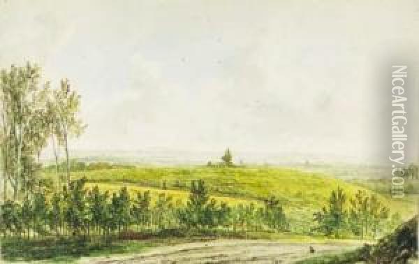A Hilly River Landscape Oil Painting - Remigius Adriannus van Haanen