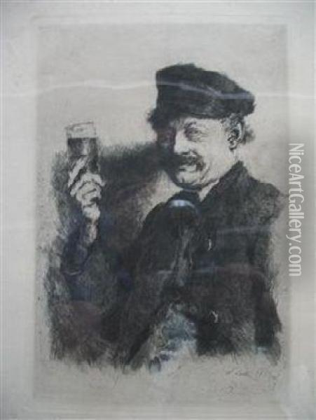 Der Trinker Oil Painting - Wilhelm Leibl