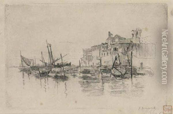 Fishing Quarter, Venice Oil Painting - Frank Duveneck