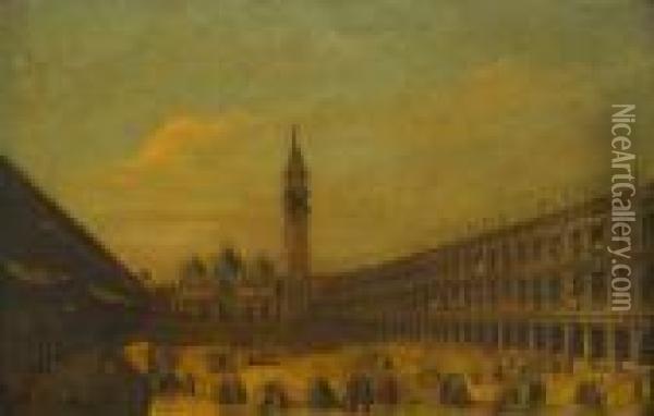 Piazza San Marco Looking East Towards Basilica And The Campanile Oil Painting - (Giovanni Antonio Canal) Canaletto