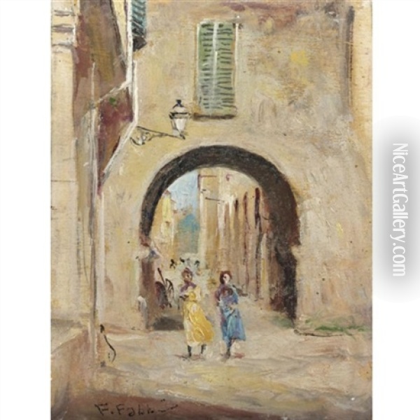 Bologna, Arco Di Via Piella Oil Painting - Fabio Fabbi