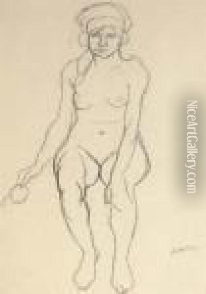Seated Female Nude Oil Painting - Samuel John Peploe