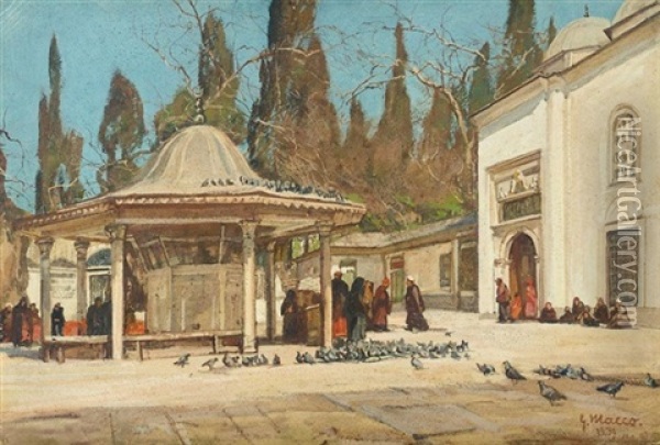 Eyup Mosque, Constantinople Oil Painting - Georg Macco