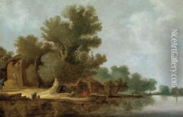Paesaggio Fluviale Con Figure Oil Painting - Pieter de Neyn