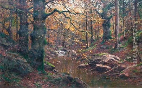 Bachlauf Im Herbstwald Oil Painting - Walter Moras