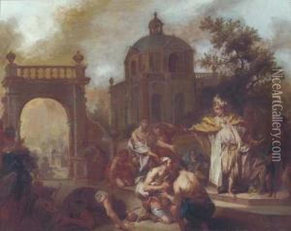 Joseph Appears Before His Brothers. Oil Painting - Januarius Zick