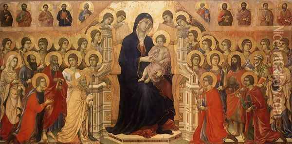 Maesta (Madonna with Angels and Saints) 1308-11 Oil Painting - Duccio Di Buoninsegna