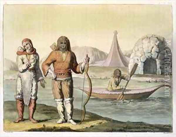 Eskimos at Hudson Bay Oil Painting - G. Bramati
