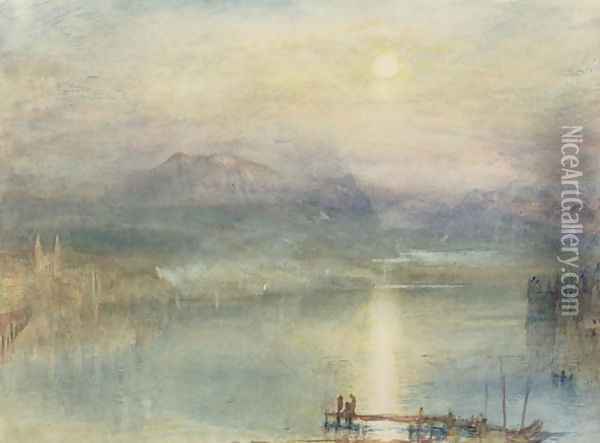 The Lake of Lucerne, Moonlight, the Rigi in the Distance, c.1841 Oil Painting - Joseph Mallord William Turner