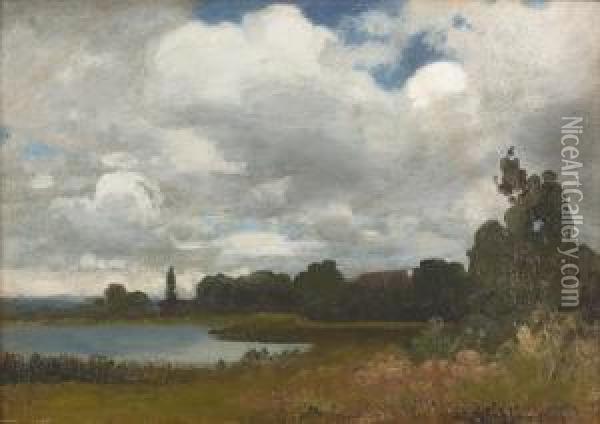 Sommerliche Flussuferpartie. Oil Painting - Adolf Stabli