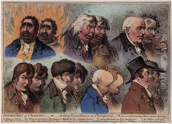 Dublures of Characters 1798 Oil Painting - James Gillray