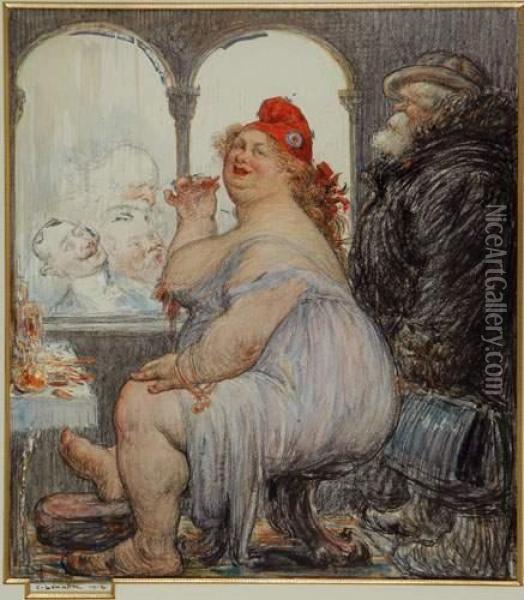  Les Amants De Marianne, 1912  Oil Painting - Charles Leandre