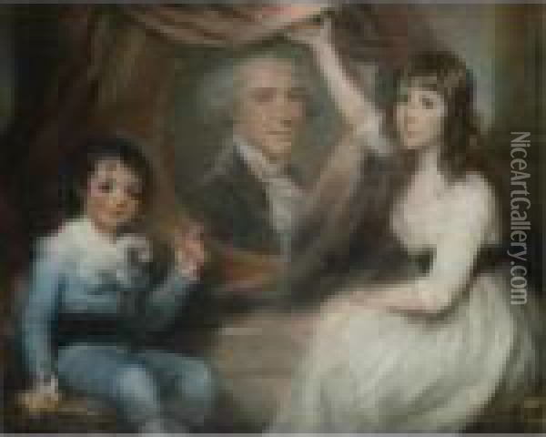 Portrait Of Judge William Garrow With Two Children Oil Painting - John Russell