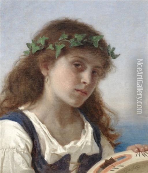 The Tambourine Player Oil Painting - Sophie Anderson