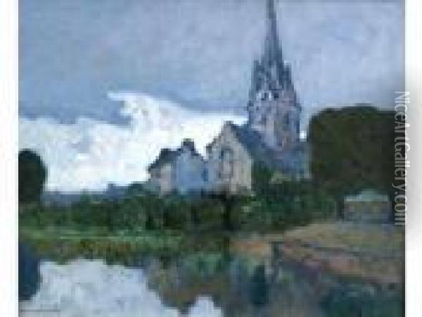 Chapelle En Bretagne Oil Painting - Louis Marie Desire-Lucas