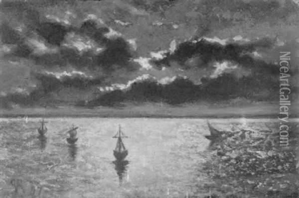 Meereslandschaft Mit Vier Schiffen Oil Painting - Dr. Paul Ferdinand Gachet
