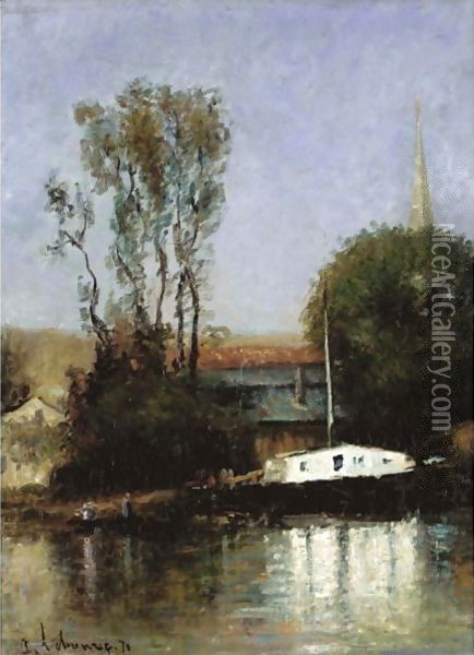 Un Bateau Sur La Seine Oil Painting - Albert Lebourg