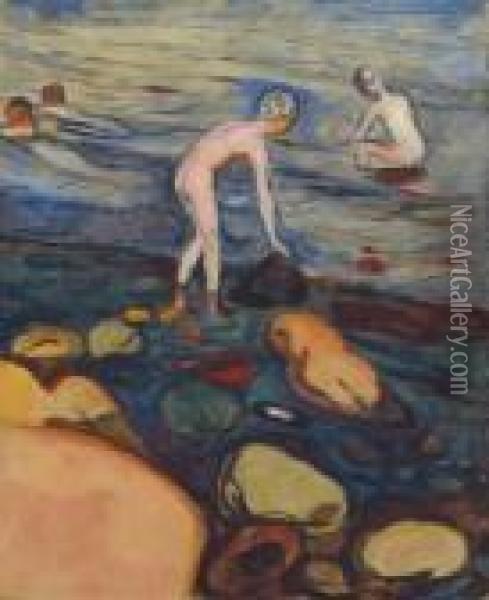 Badende Oil Painting - Edvard Munch