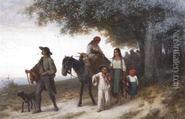 Traveling Gypsies Oil Painting - Hermann Bayer