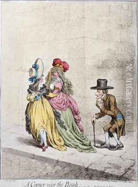 A Corner near the Bank or An Example for Fathers 2 Oil Painting - James Gillray