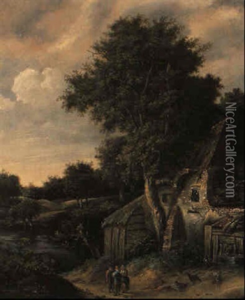 Landschaft Mit Einem Gehoft An Einem Flus Oil Painting - Cornelis Gerritsz Decker