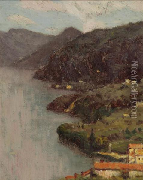 View Of Lecco From Villa Serbelloni, Lake Como Oil Painting - Charles Warren Eaton