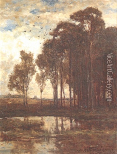 A Forest Pool At Sunset Oil Painting - Willem Roelofs