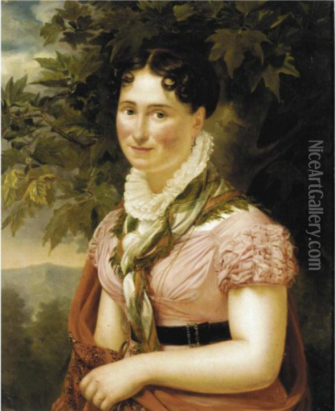 Portrait Of A Lady Oil Painting - Auguste Serrure