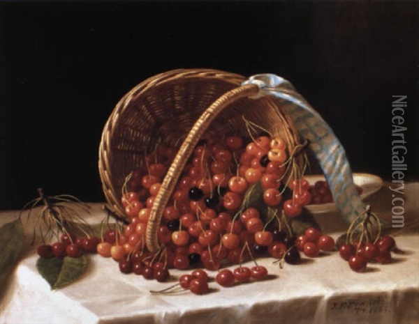 Basket Of Cherries Oil Painting - John F. Francis