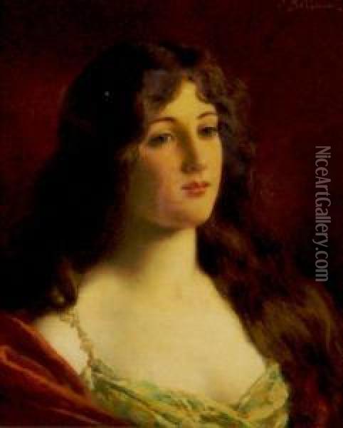 Portrait Of A Woman Oil Painting - Jules Frederic Ballavoine
