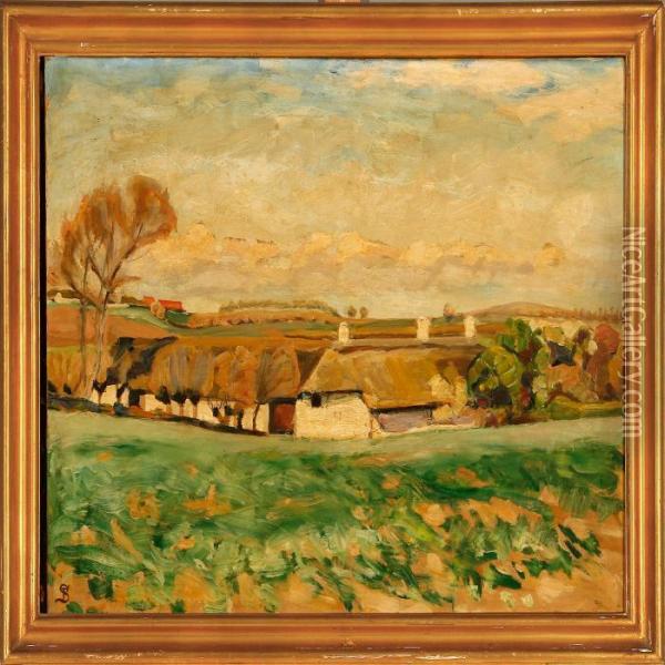Summer Landscape With A View Towards A Farm Oil Painting - Fritz Syberg