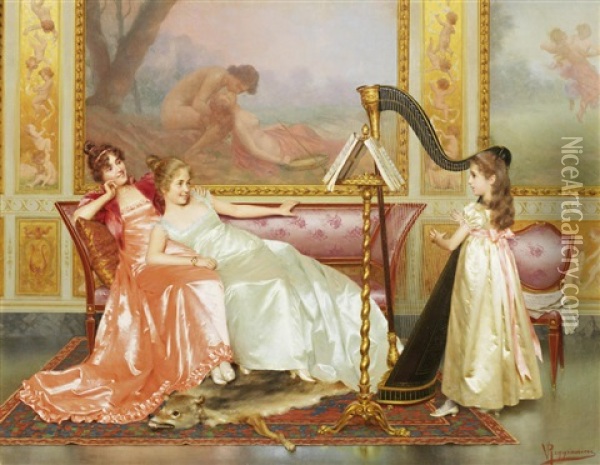 The Debutante Oil Painting - Vittorio Reggianini