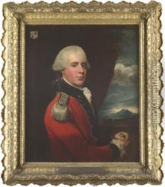 Portrait Of Henry Belasyse, 2nd 
Earl Fauconberg (1743-1802),half-length, In Uniform, In A Landscape Oil Painting - John Singleton Copley