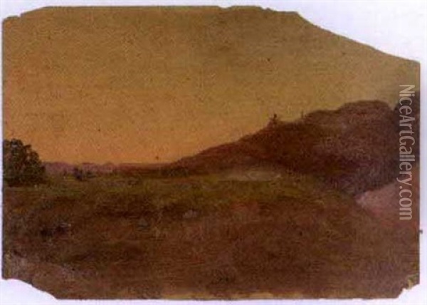 Hillside Landscape At Dusk Oil Painting - Charles Wimar