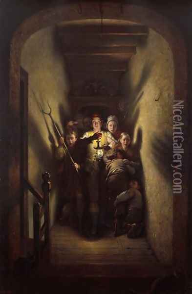 The Night Alarm, the Advance Oil Painting - Charles West Cope