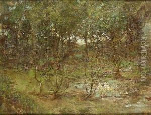 A Woodland Stream Oil Painting - George Grosvenor Thomas