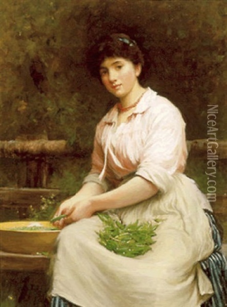 Lady With Coral Chain Oil Painting - Sir Samuel Luke Fildes